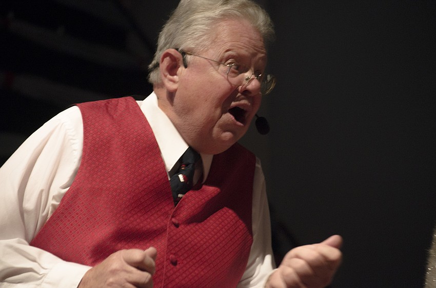 Wilmer Pierson sings in the opening number of the 43rd annual FirstSarasota Baptist church singing tree.