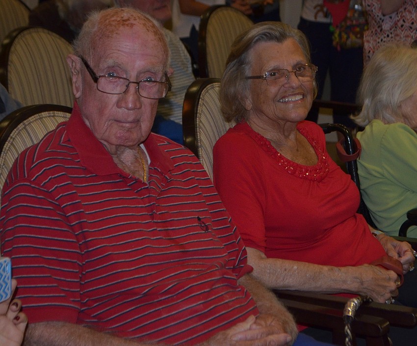 Allen and Doris Hamblin, residents at Inspired Living at Lakewood Ranch, enjoy the Christmas carols.