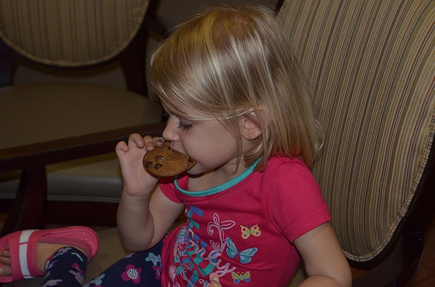 Lakewood Ranch'   s Hannah Wojtkowski munches on a chocolate chip cookie.