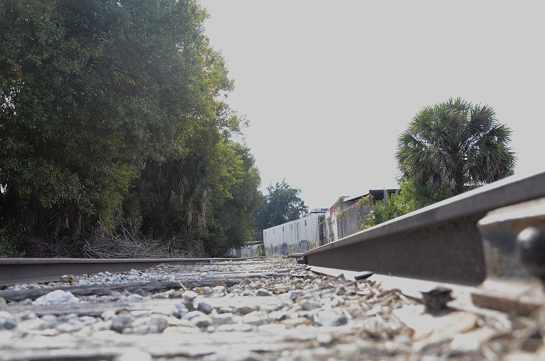 (File) A railroad track near Payne Park may one day be replaced by an extension of the Legacy Trail.