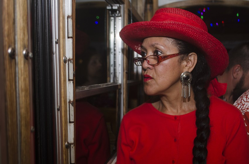 Esther Quiles admires the lights while driving past the Peppertree Bay display.