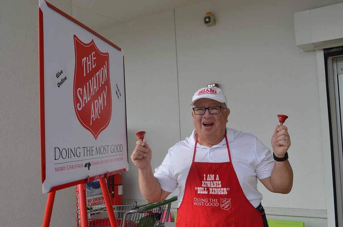 Mayor Terry Gans rings the bell for the Salvation Army's Red Kettle Campaign on Dec. 16.