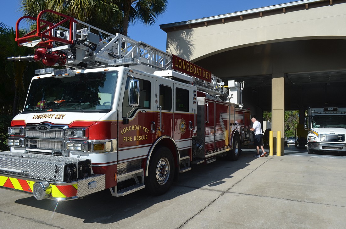 The renovation for the north Longboat Key Fire Rescue Station at 5492 Gulf of Mexico Drive lessÂ extensive, according to Fire Chief Paul Dezzi. Lt. Bryan Clark works on a truck while airing out the apparatus bays, Terry O'Connor