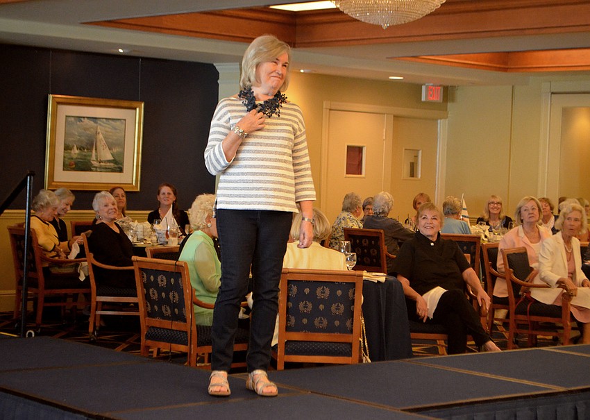 Pam Toft models clothes from Dream Weaver Collection.