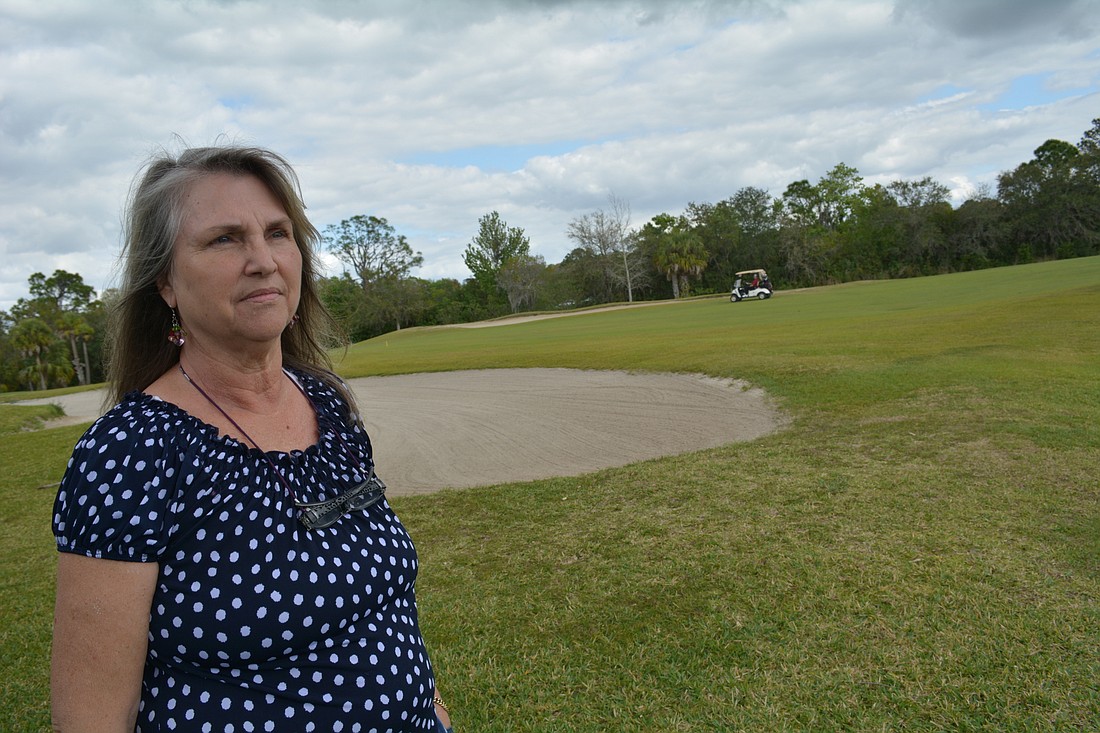 The Preserve at Tara resident Linde Davis can see interstate traffic beyond her property. The noise from it prevents her from having guests outside.