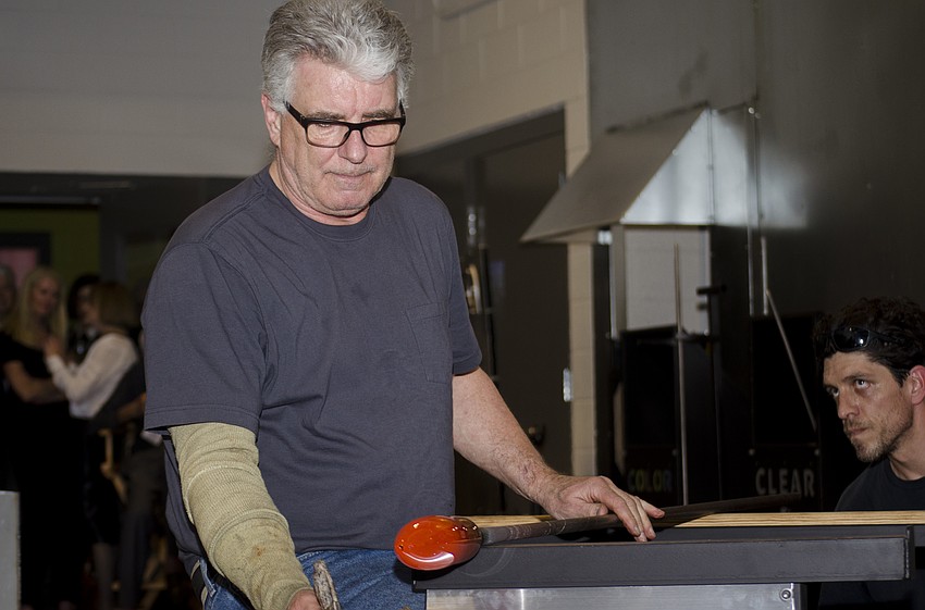 Richard Royal performs the inaugural glass blowing demonstration at the Basch Visual Arts Center.