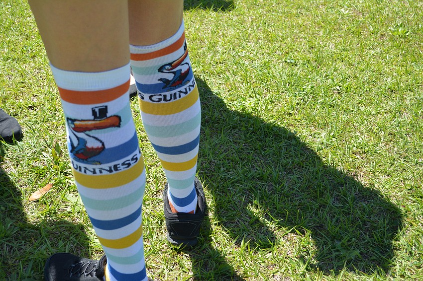 Laura Callahan of Clearwater came prepared with her Guinness beer socks.
