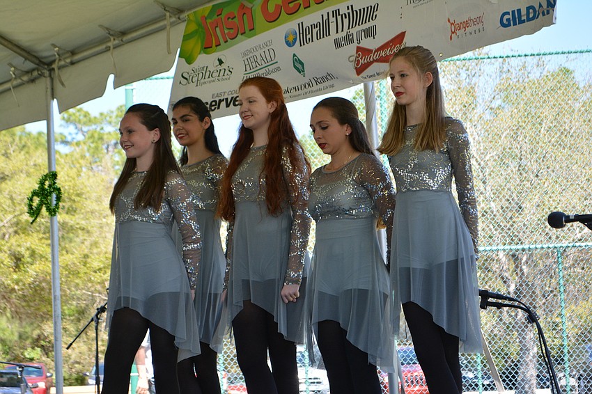 Molly McWilliams, Colleen Hickle, Mary Kate Farrelly, Cierra Trapani and Olivia Mason take the main stage at the Irish Celtic Festival for the Drake School of Irish Dance.