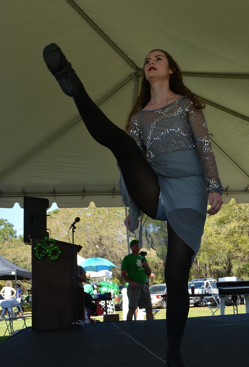 Tara'  s Natalie King does some high stepping during her performance at the Irish Celtic Festival.