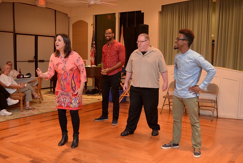 Comics from Florida Studio Theater gave an improv performance to more than 100 residents of Longboat Harbour on March 11.