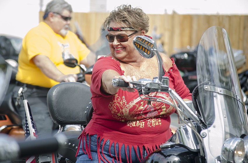 Bikers pulled out of HSSC to rendezvous at O'   Leary'   s Tiki Bar and Grill for the first stop on the poker run.