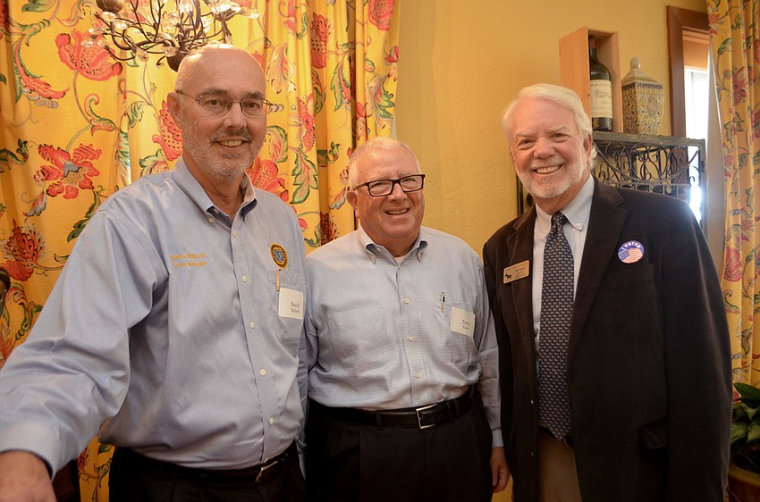 Town Manager Dave Bullock, Mayor Terry  Gans and Longboat Key Democratic Club President Ken Marsh