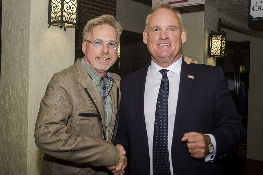 Sarasota Downtown Merchants Association Chairman Ron Soto and Sarasota City Commission candidate Martin Hyde