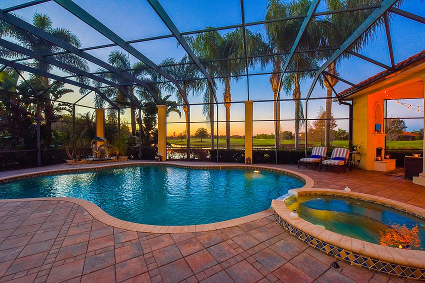 The pool is 9 feet deep in case you like to do some cannonballs. And the spa is awesome after you do them.