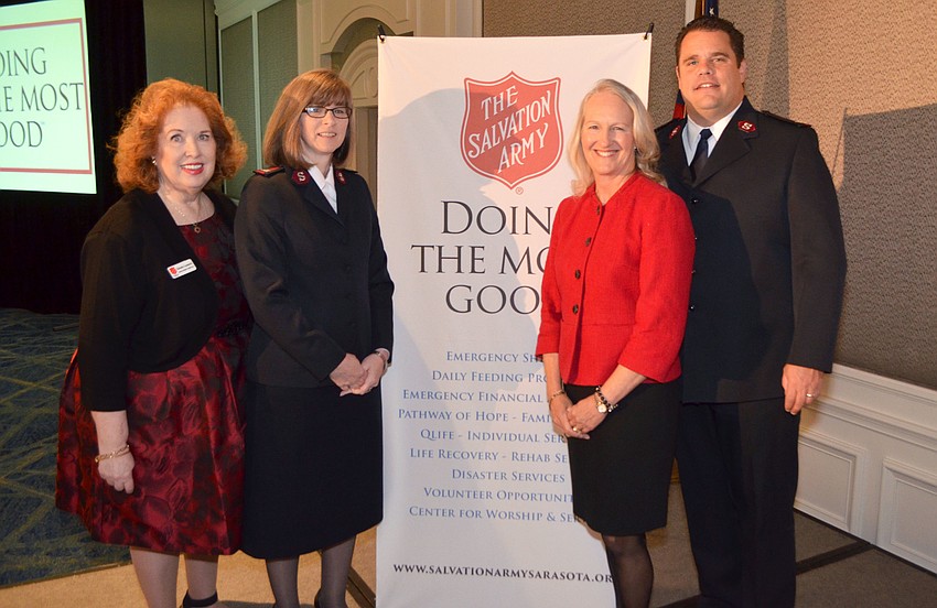 Glenda Leonard, Major Sue Frizzell, Chairwoman Kim Cornetet and Major Ethan Frizzell