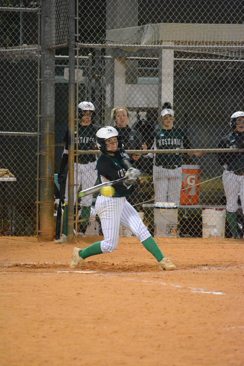 Lakewood Ranch'  s Kailey Christian makes contact.