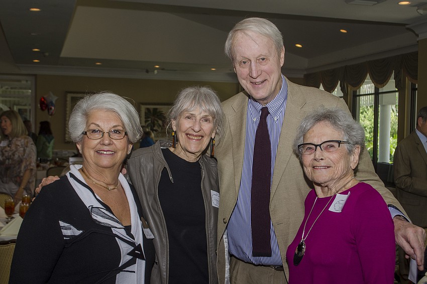President of the Friends of Selby Library Denise Chimbos, Susan Zox-Smith, Hedrick Smith and Marilyn Harwell