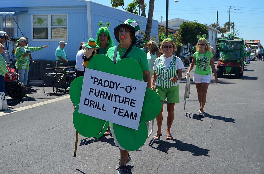 “Paddy-O Furniture Drill Team” performed a short routine during the parade.