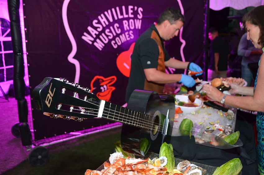 Shrimp cocktails and several other hors d’oeuvres were available at Nashville' s Music Row Comes to the Ballpark on March 17 at Ed Smith Stadium.