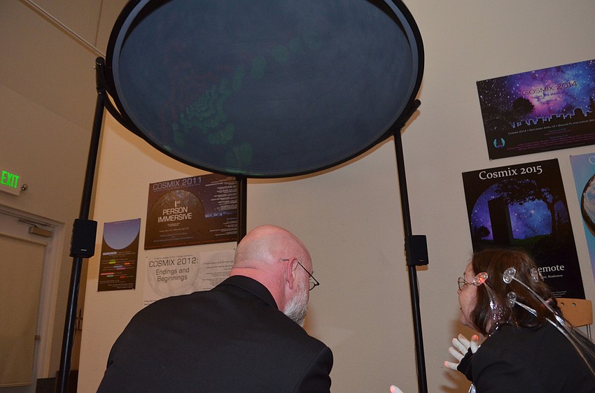 Jeff Rodgers and Claudia Cumbie-Jones discuss the planetarium at An Evening at the Avant-Garde on March 18 at Ringling College of Art and Design.