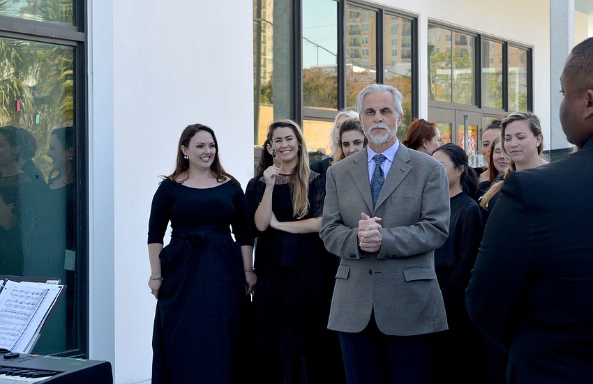 Artistic Director Maestro Victor DeRenzi with Sarasota Opera artists in 2017.
