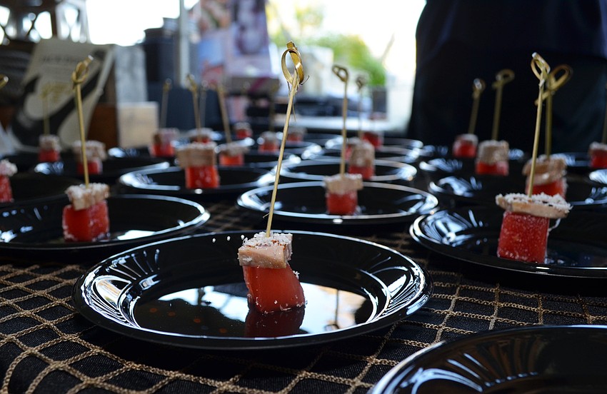 The staff of Jack Dusty served grilled halloumi, tuna, compressed watermelon and mint at the Celebrity Chefs Food & Wine Tasting on March 21 at the Resort at Longboat Key Club.