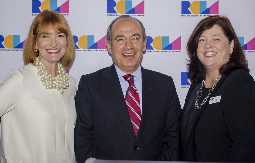 Incoming RCLA Town Hall Chairwoman and Observer Publisher Emily Walsh, Felipe Calderon and RCLA Executive Director Stephanie Grosskreutz