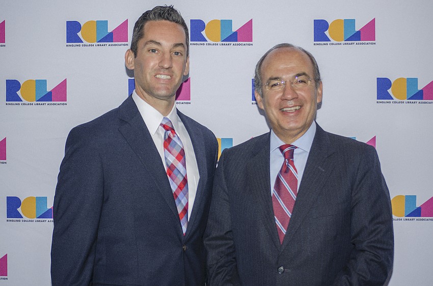 Outgoing RCLA Town Hall Chairman Patrick Duggan and former Mexican President Felipe Calderon