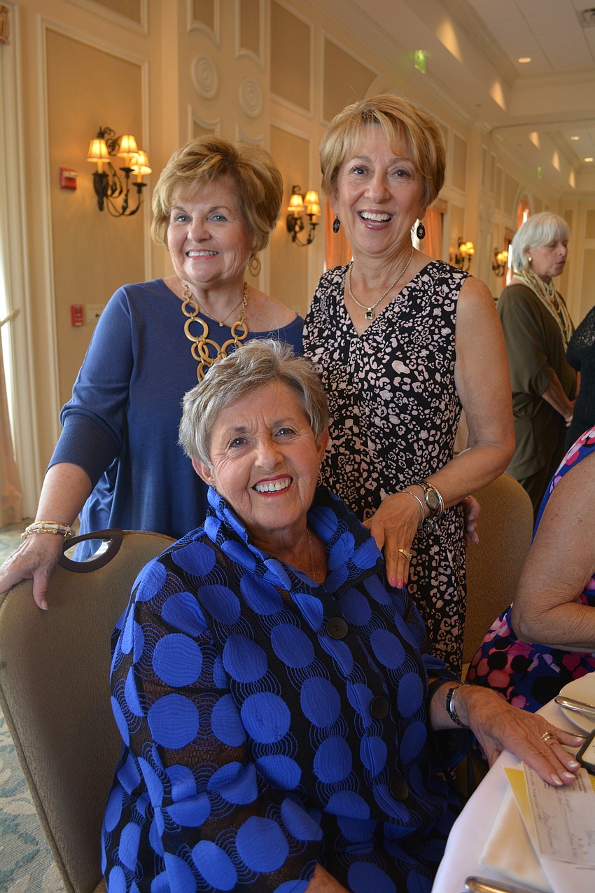 Mary Jo Sherman, font, joins Mary Lou Bollin, of Watercrest (left, back) and Sarasota'  s Jeri Jardine (right, back) for lunch.