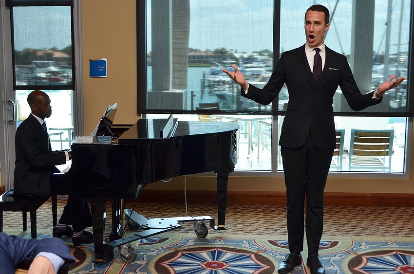 Pianist Kevin Miller accompanies award-winning bass Hans Tashjian during a performance at the Salute to the Stars Awards Luncheon on March 24 at Sarasota Yacht Club.