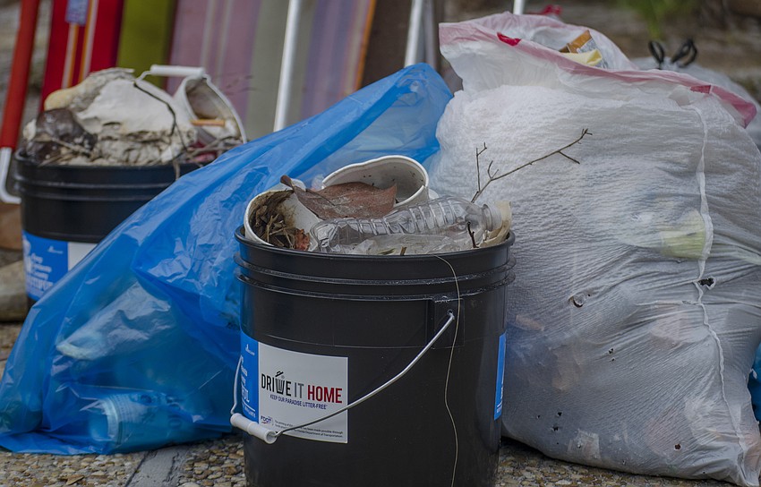 City staff collected 10 bags of trash, 4 bags of recyclables, a tire, broken beach chairs and a traffic cone.