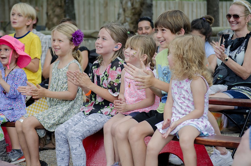 Festivalgoers enjoy a show a Florida Studio Players inprov show.
