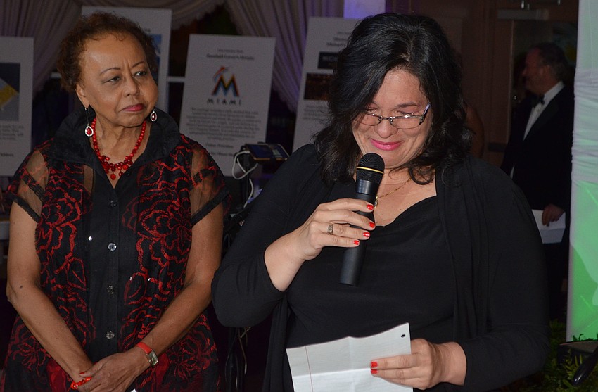 Children First client Eliabel Ramirez gets emotional when telling guests how Children First changed her life while on the dance floor with Co-Chairwoman Jacqueline Ray at Fairytale Ball on March 25 at Michael’s On East.