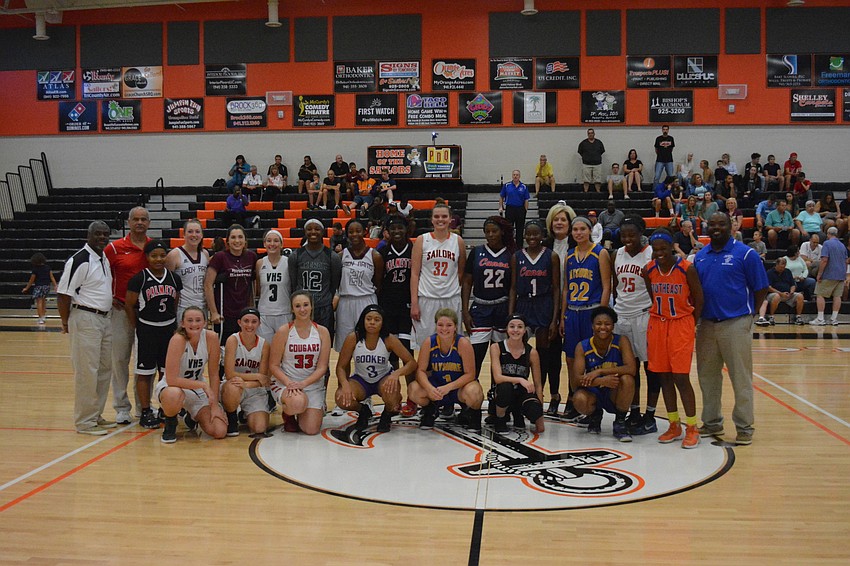The Manatee and Sarasota girls rosters after the game, which Manatee won.