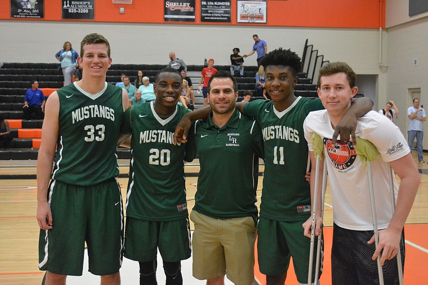 Lakewood Ranch representatives Justin Muscara, Devin Twenty, coach Jeremy Schiller, Blauvelt Georges and Sam Hester.