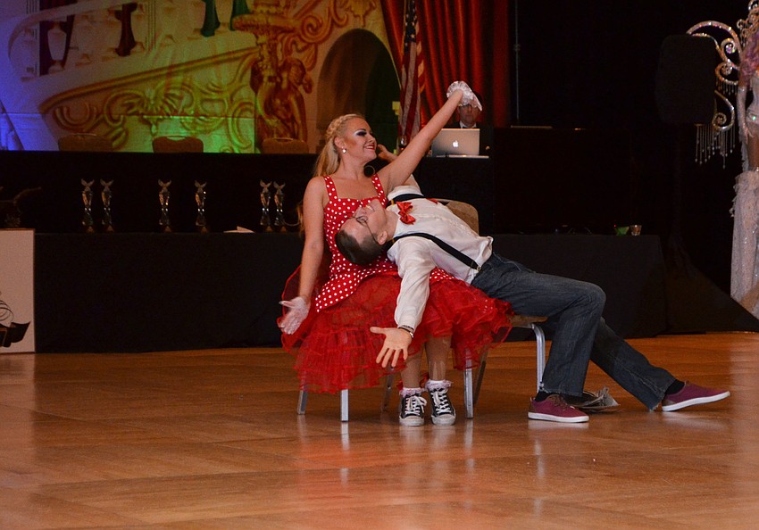 Yulia Rudenco and Daniil Rostvinschii perform the jive at Sarasota Challenge on March 26 at Hyatt Regency Sarasota.