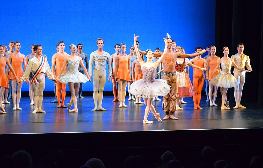 Misa Kuranaga of Boston Ballet performed and Ricardo Rhodes of Sarasota Ballet take a bow after the performance at Sarasota Ballet Gala: Celebrating a Decade of Webb on March 27 at FSU Center for the Performing Arts.