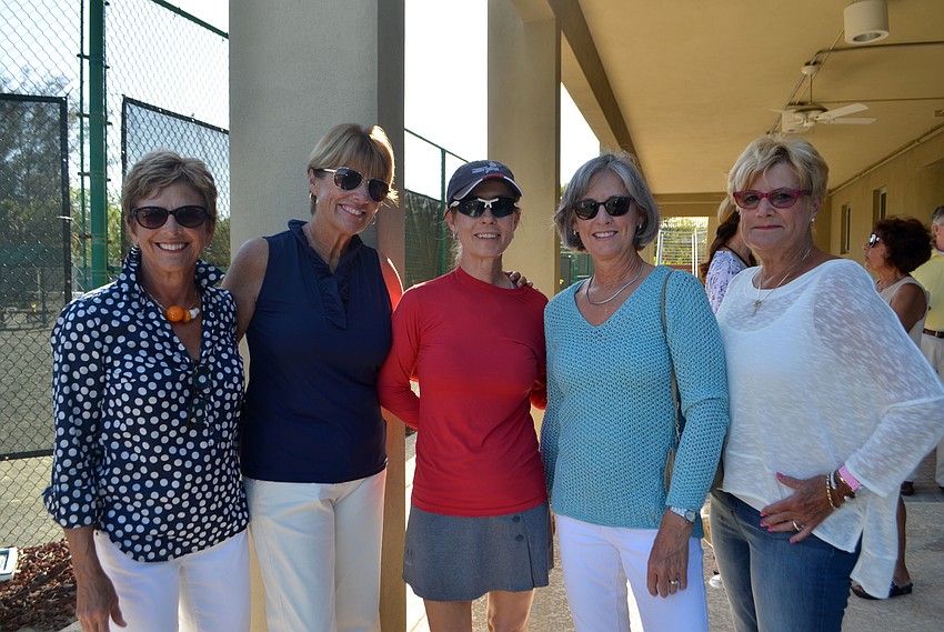 Chris Johnson, Betty Aden, Tennis Center Director Kay Thayer, Jan Withers and Kenda Smith