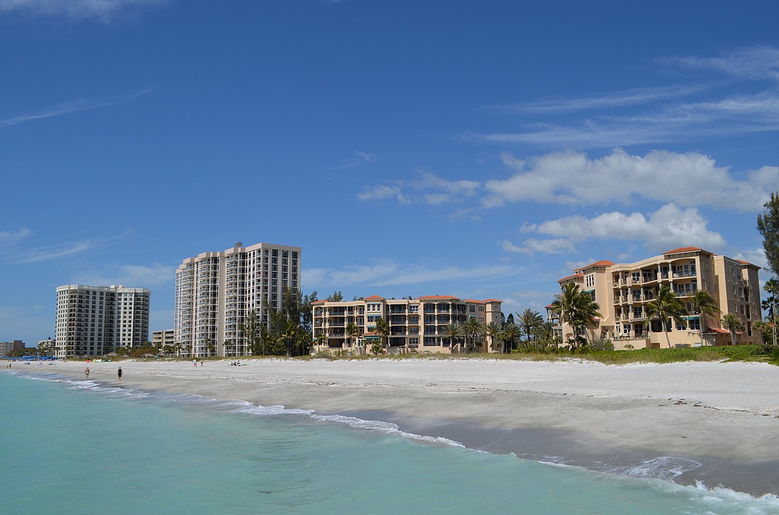 Longboat Key has a variety of building heights along the beachfront.