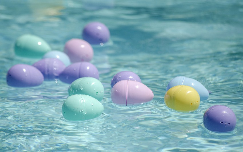 Over 2,000 eggs were tossed in the Arlington Park children' s pool over the course of the eight egg hunts.