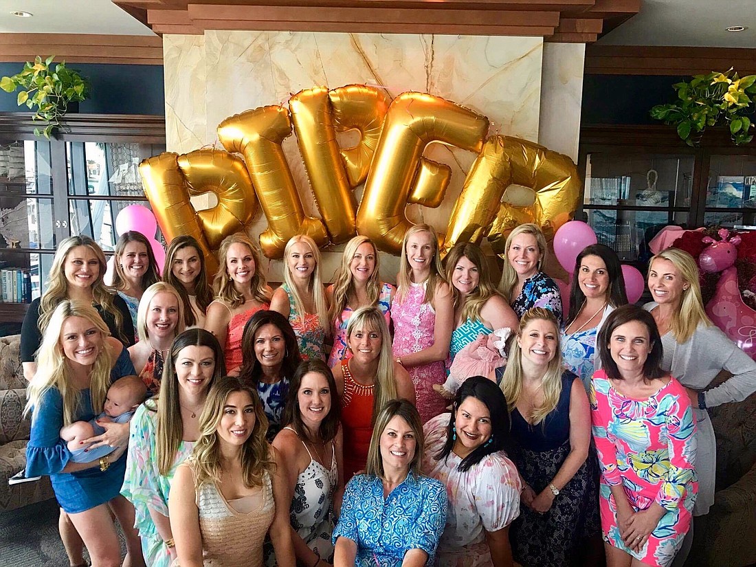 Many gal pals of Brigid Saah gathered to celebrate the mommy-to-be on April 2 at Sarasota Yacht Club. Photo courtesy of Heather Saba