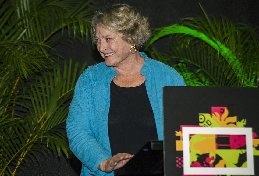 Sarasota County Commissioner Nancy Detert congratulated Ringling College of Art and Design President Larry Thompson on the completion of the sound stage.