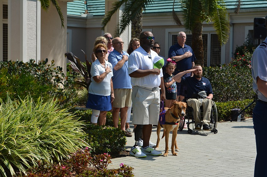The veterans stood at attention during the singing of the National Anthem.