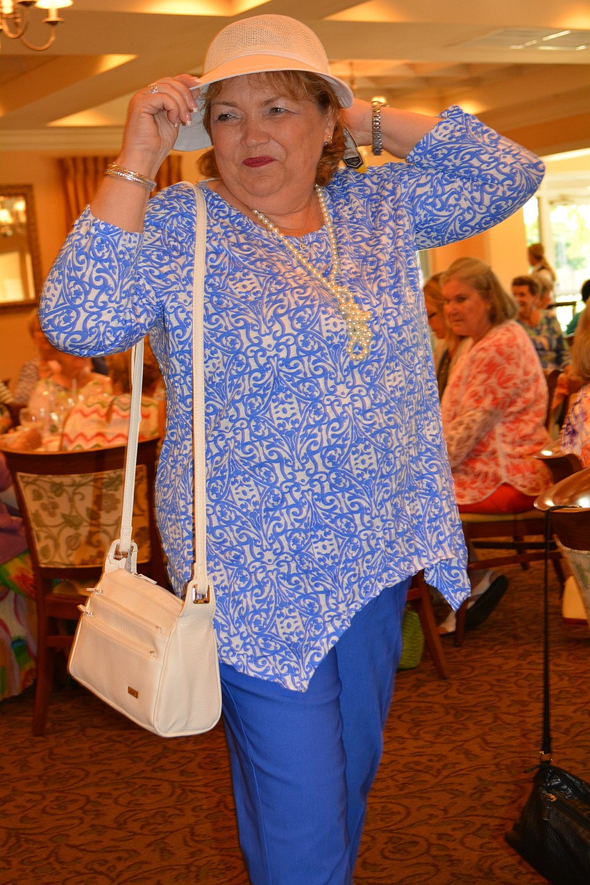 Model Sharon Viner shows off an outfit she liked so much she purchased.