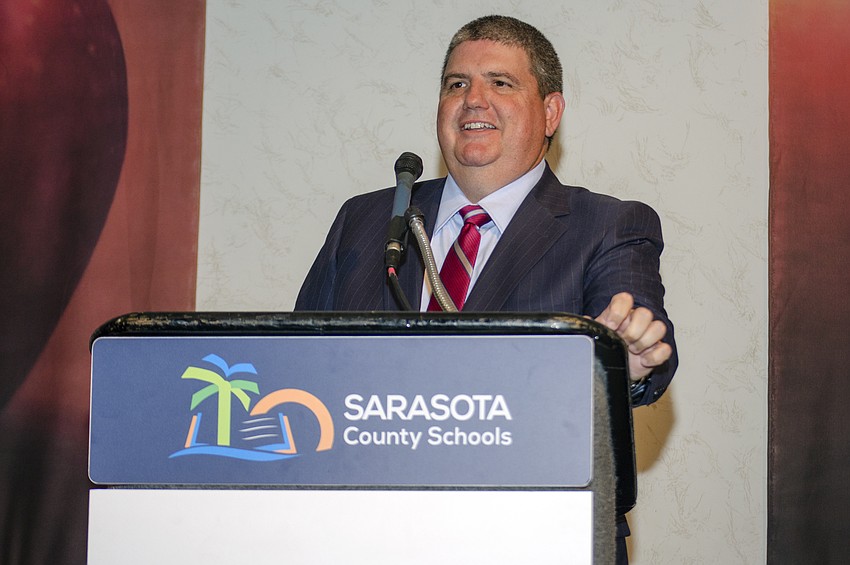 Superintendent Todd Bowden welcomes Sarasota County teachers to the event.