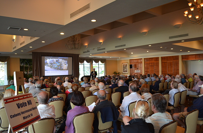 Preserve Longboat Vice President Tom Meurer speaks at a PAC event in March.