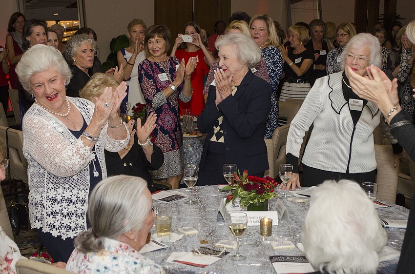 Guests give the Junior League of Sarasota charter members a standing ovation at the Junior League of Sarasota’s 60th Anniversary Celebration on April 6 at The Francis.