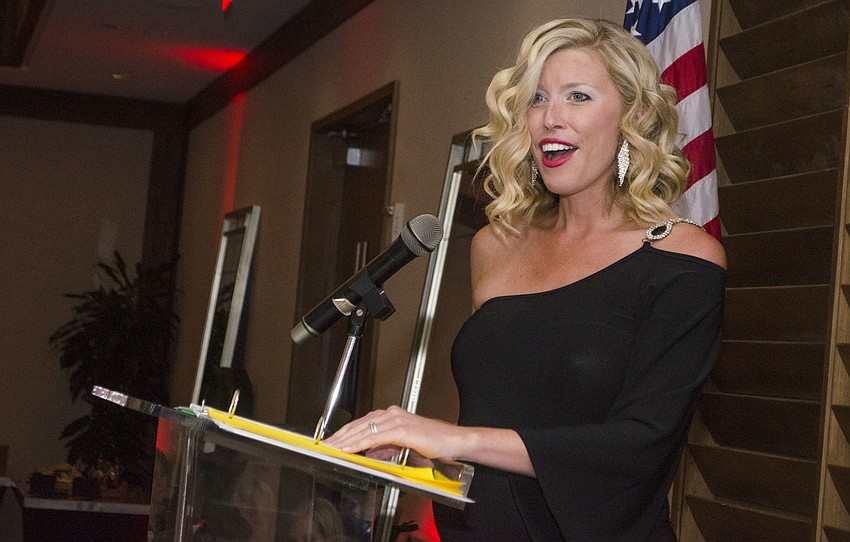 Junior League of Sarasota President Britt Riner addresses the crowd at the Junior League of Sarasota’s 60th Anniversary Celebration on April 6 at The Francis.