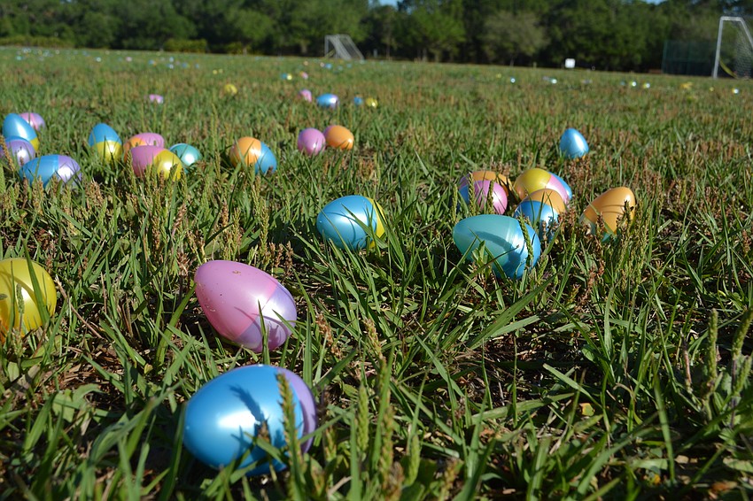 The stars of the show were thousands of eggs spread out at the park. They were all scooped up in minutes.
