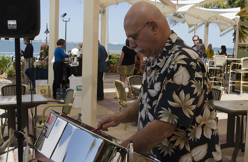Joe Fiorentino plays the steel drums at the Florida Winefest & Auction Grand Tasting, Brunch and Charity Auction on April 8 on the grounds of the Van Wezel Performing Arts Hall.